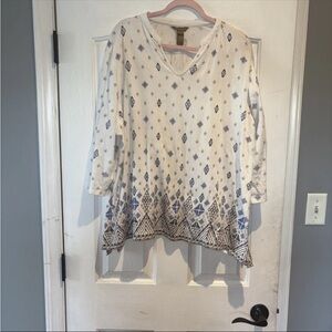 Bit & Bridle White and Blue Patterned Tunic